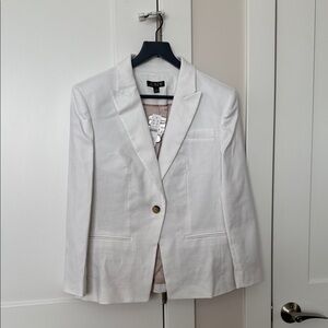 J. Crew Women's Linen Blend White Blazer with Single Button